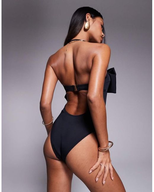 River Island Bandeau-Badpak Met Strik in het Gray