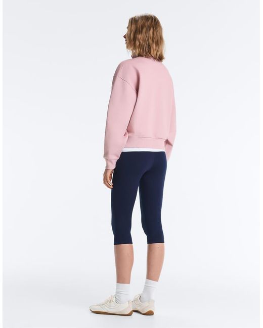 Oysho Red Pique High-Neck Zip Sweatshirt With Cotton