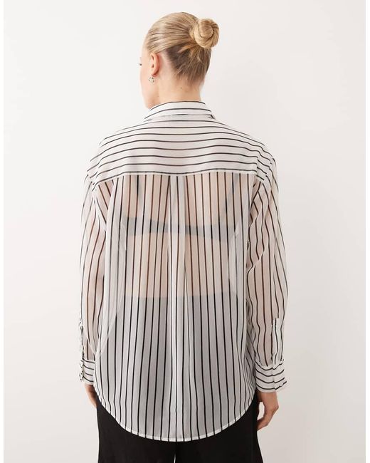 ASOS Brown Sheer Striped Shirt-no Color