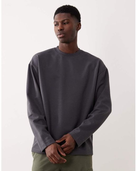 ASOS Oversized T-Shirt Van Zware Breathemax Katoenmix Met Lange Mouwen in het Blue voor heren