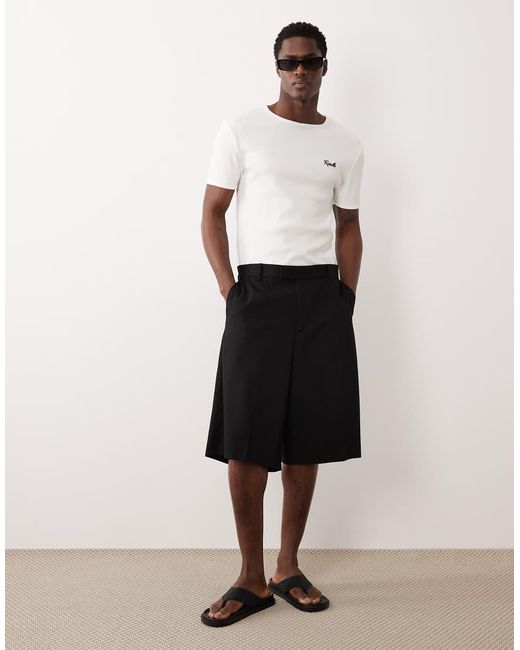 ASOS White Super Heavyweight Muscle Fit T-Shirt With Text Embroidery for men
