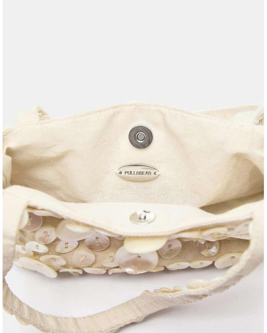 Pull&Bear Natural Shoulder Bag With Buttons