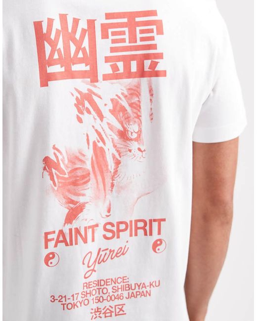 ASOS White Regular Fit T-shirt With Faint Spirit Graphic for men