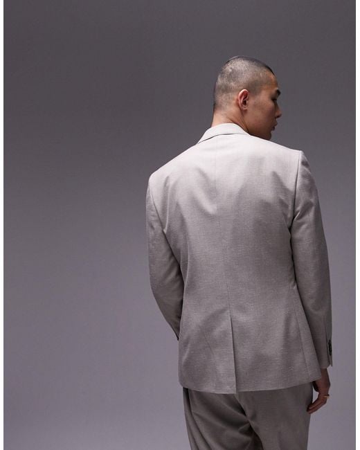 Topman Gray Slim Linen Blend Suit Jacket for men
