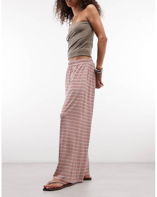 Monki Pink Wide Leg Pull-on Pants