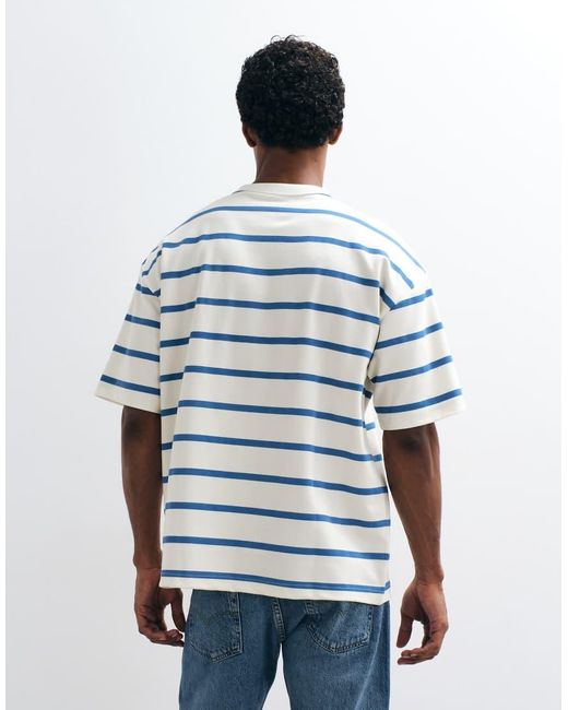 ASOS White Breathemaxtm Heavyweight Oversized T-shirt With Blue Stripes for men