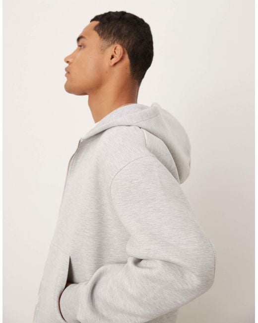 ASOS Gray Heavyweight Boxy Relaxed Zip Through Hoodie for men
