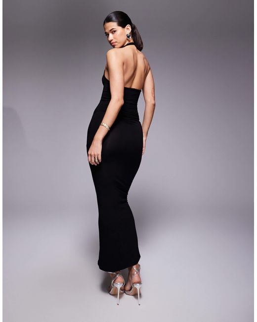 Robe mi-longue à encolure dégagée et détail froncé au dos ASOS en coloris Blue