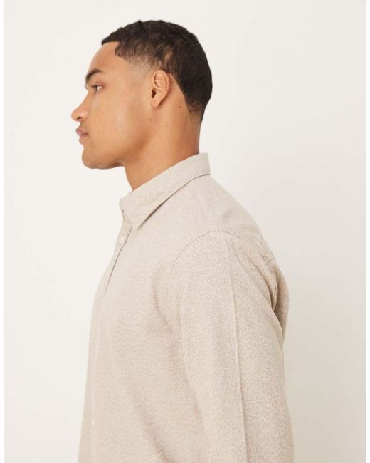 SELECTED Natural 100% Cotton Oversized Boxy Brushed Shirt for men