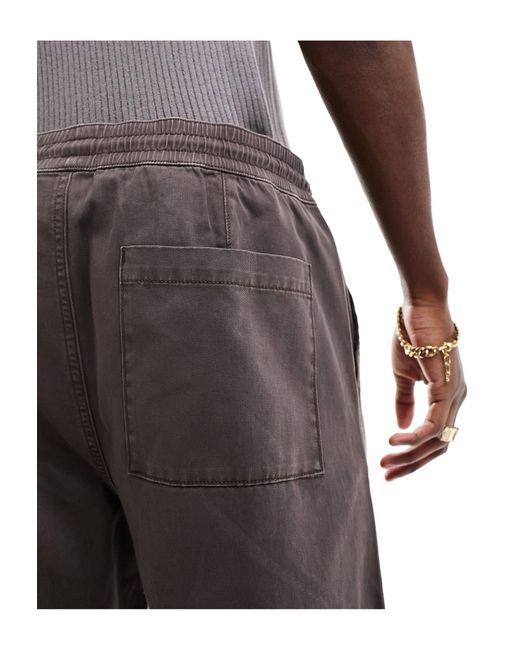 Pantalon droit à enfiler avec taille élastique - marron ASOS pour homme en coloris Black