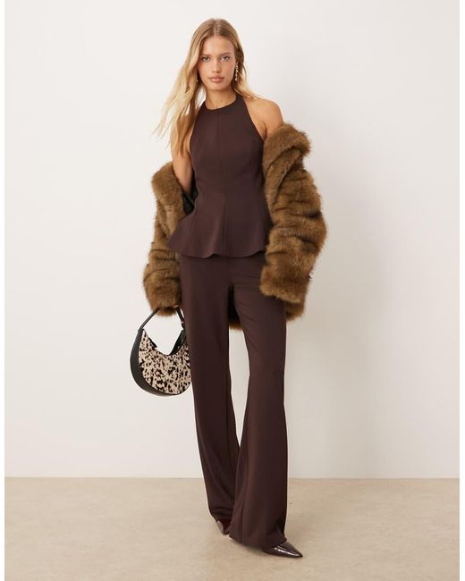 Mango Brown Halter Neck Peplum Hem Top Co-ord