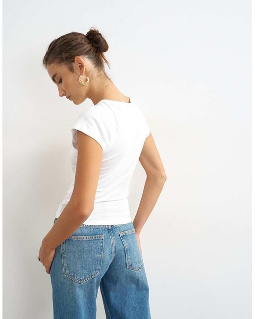 TOPSHOP White Raglan Clean T Shirt