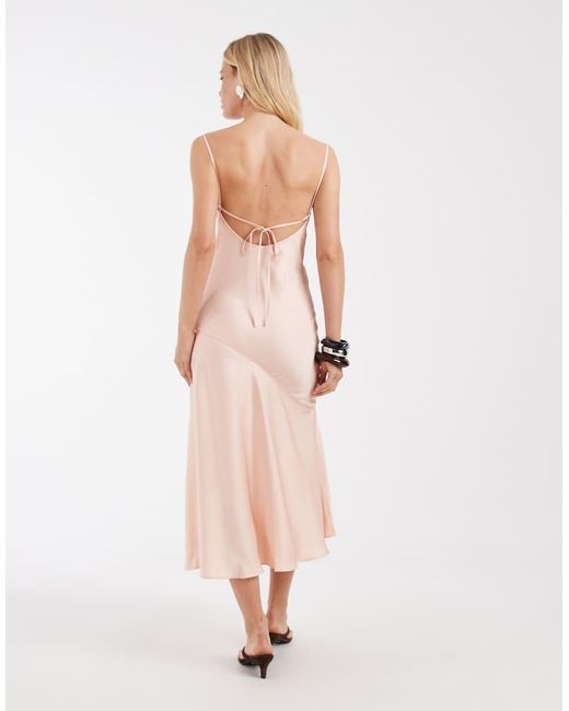 & Other Stories Pink Maxi Cami Slip Dress With Low Back
