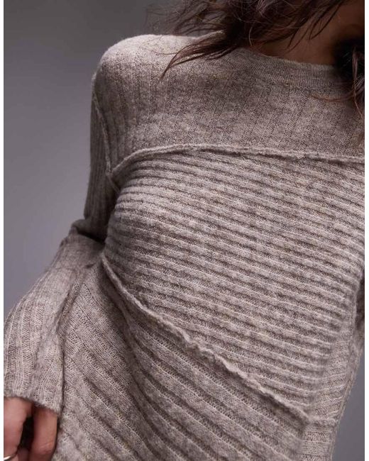 Top Asimétrico De Punto De (Parte De Un Conjunto)-Beis Neutro TOPSHOP de color Brown