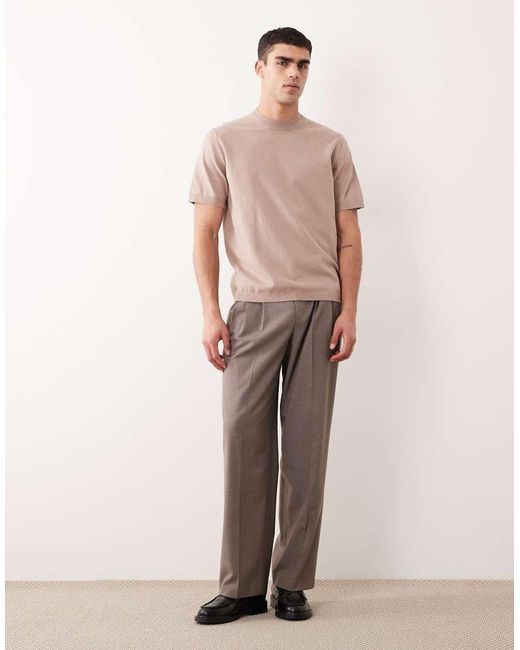 ASOS Natural Essential Relaxed Fine-Knit Crew-Neck for men