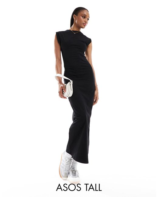 Asos design tall - vestito midi girocollo senza maniche di ASOS in Black