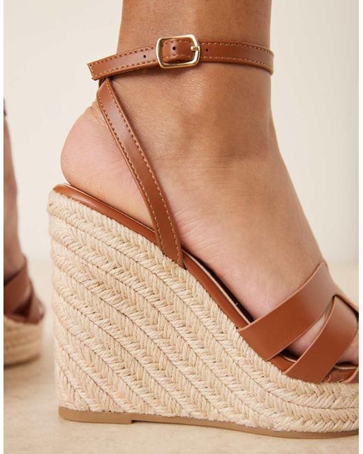 Glamorous Natural Espadrilles Wedge Heeled Sandals
