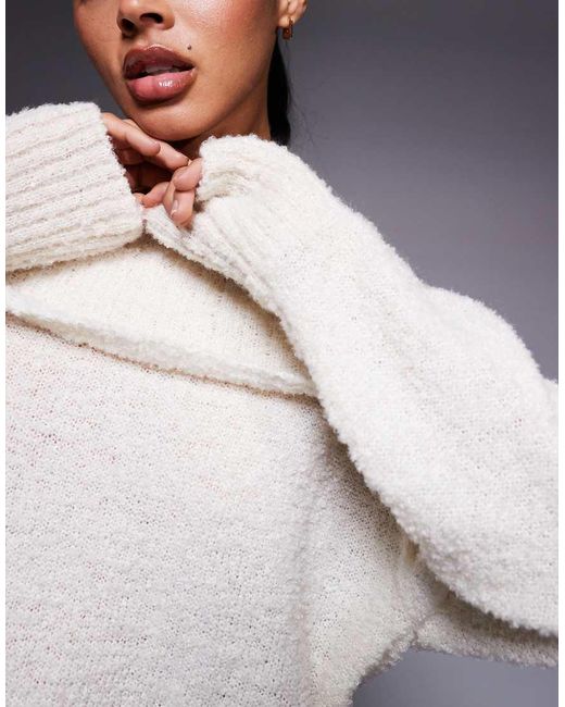 Princess Polly Gray Parkley Boucle Deep Bardot Jumper