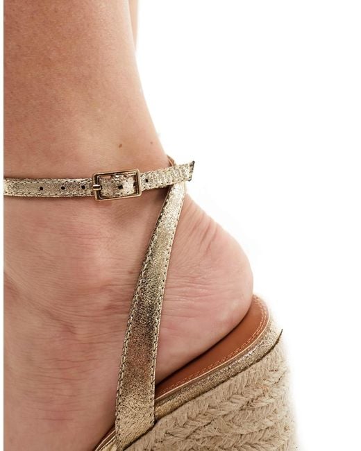 ASOS Natural Tiptoe Cross Strap Espadrille Wedge