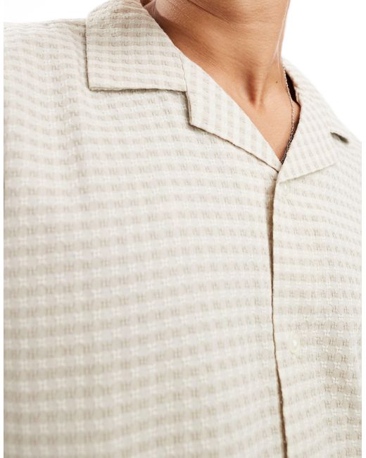 Abercrombie & Fitch White Short Sleeve Gingham Revere Collar Shirt for men