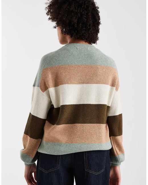 ONLY Green Drop Shoulder Stripes Jumper