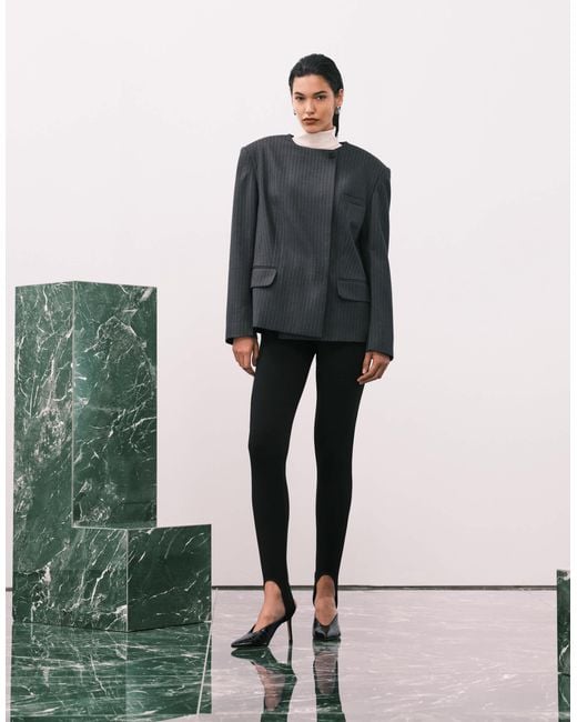 ASOS Blue Tailored Strong Shoulder Collarless Blazer