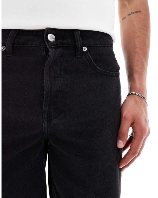 Pantalones Cortos Vaqueros Negro Lavado De Corte Recto Edge De Only & Sons de hombre de color White