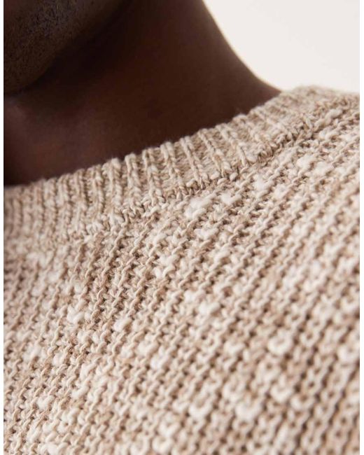 Jersey Color Crema A Rayas Extragrande Con Cuello Redondo De Punto Calado De -Blanco Abercrombie & Fitch de hombre de color Natural