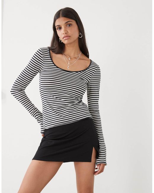 Monki Blue Jersey Mini Skirt With Front Split