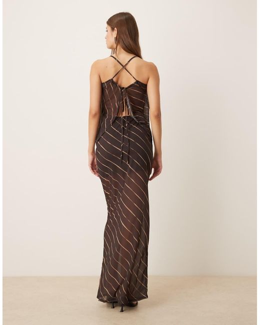 ASOS Brown Co-Ord Sheer Mesh Tie Back Halter Neck Cami Top