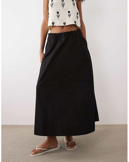 Mango White 100% Cotton A Line Midi Skirt