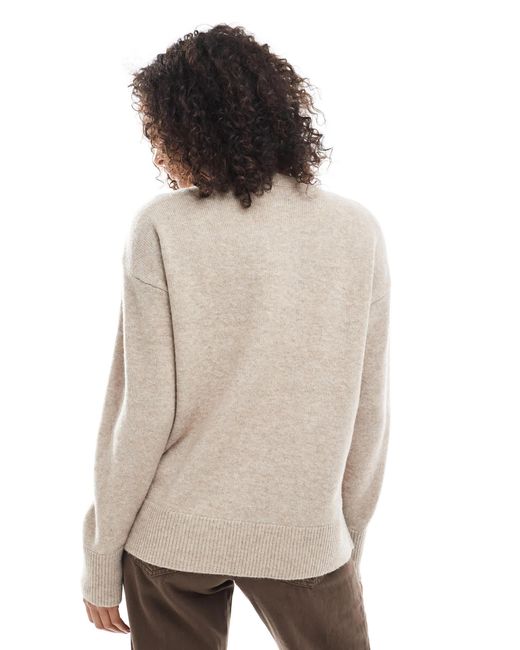 Pieces Natural Seam Detail Knitted Jumper
