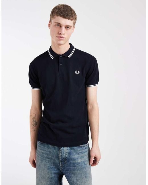 Fred Perry Blue Twin Tipped Logo Polo for men