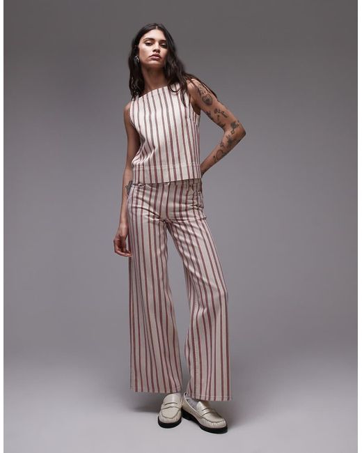 TOPSHOP Multicolor Mid Rise Wide Leg Jean