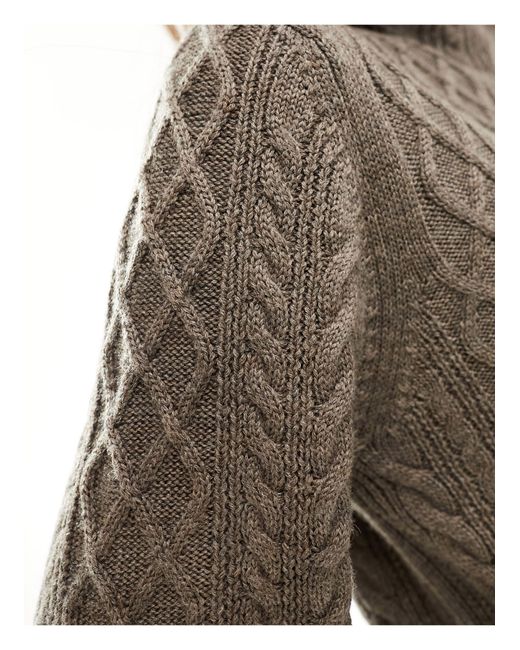 & Other Stories Gray Merino Wool Cable Knit Cropped Jumper