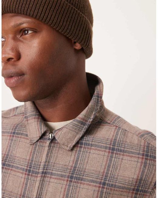ASOS Brown Relaxed Boxy Zip Through Shacket for men