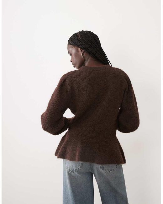 Vila Multicolor Peplum Hem Rib Knitted Jumper