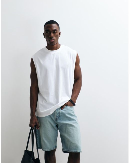 ASOS White Oversized Tank With Celestial Spine Print for men