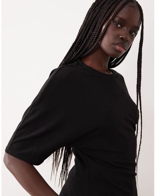 Gina Tricot Black Short Sleeve Asymmetric Top