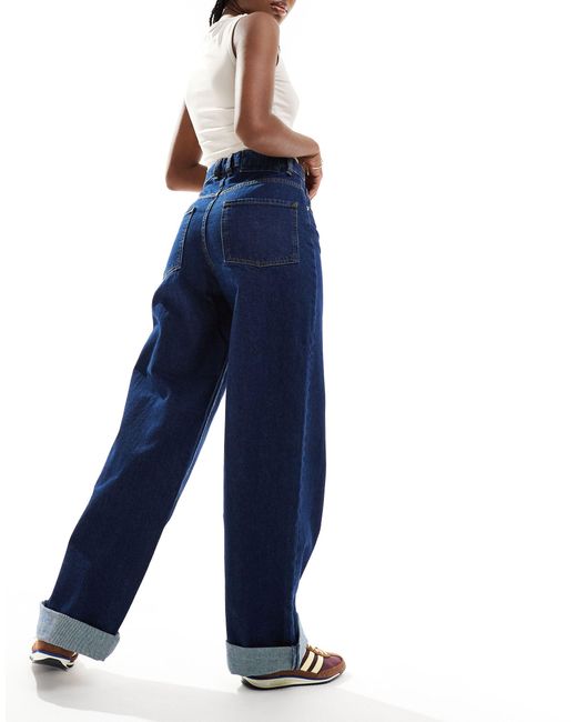 ASOS Blue – weite jeans mit breitem umschlagsaum und inky-waschung