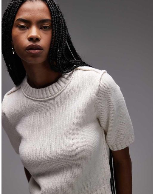 & Other Stories Gray Wool Cotton Blend Short Sleeve Knitted Jumper
