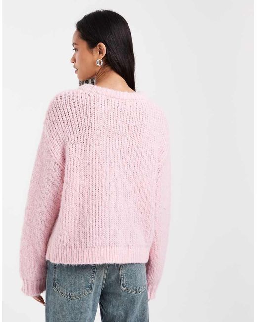 Pieces Pink Chunky Knitted Jumper