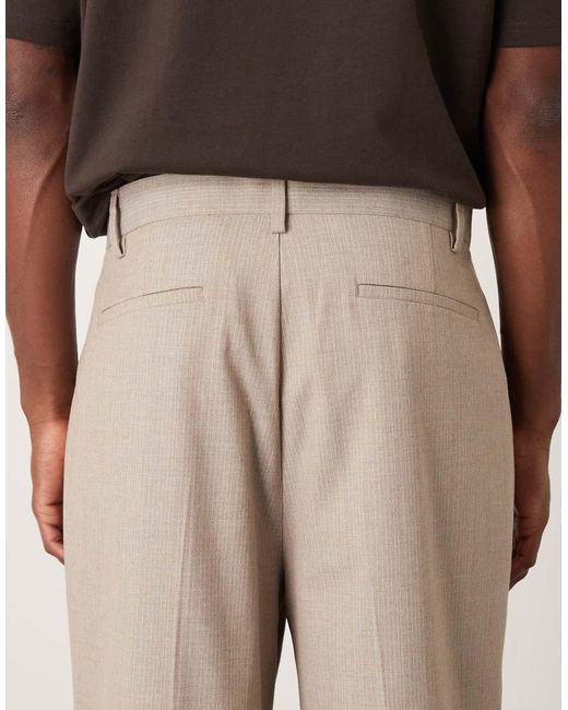 ASOS Natural Wide Suit Trousers for men