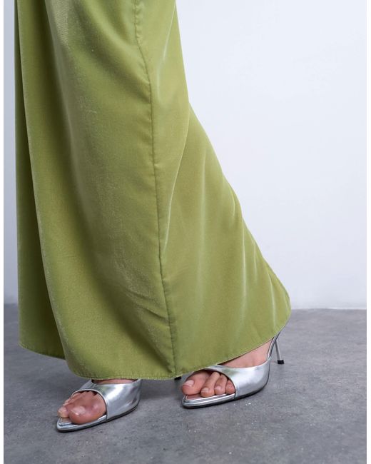 TOPSHOP White Velvet Midaxi Skirt