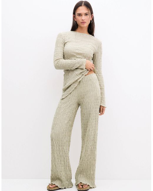 Pull&Bear Natural – strukturierte hose