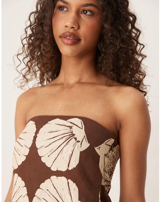 Abercrombie & Fitch Natural – trägerloses mini-skortkleid aus leinen