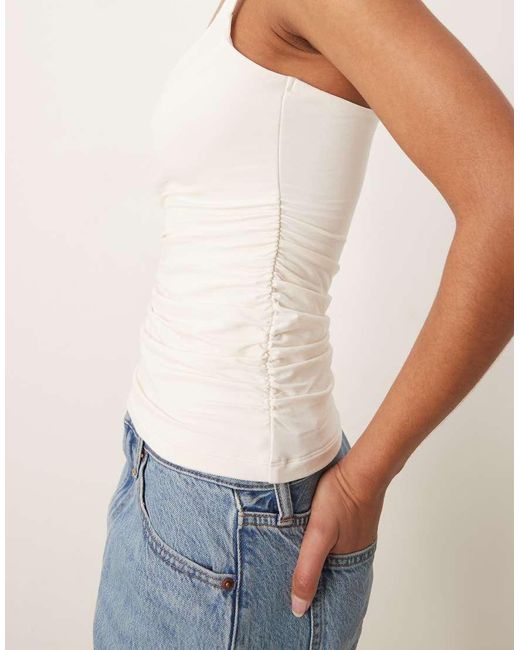 Abercrombie & Fitch Top Met Hartvormige Hals En Contrast in het White