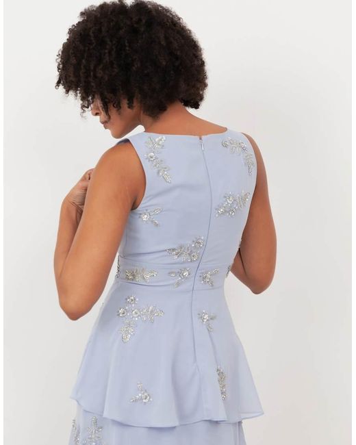 Maya White Embellished Tiered Midaxi Dress