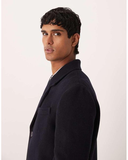 Mango Black Wool Mix Long Line Coat for men