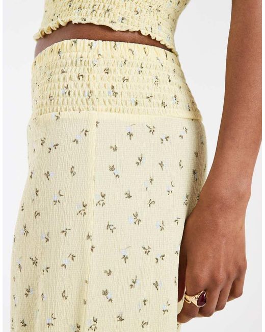 Pieces White Smock Waist Ditsy Floral Pants